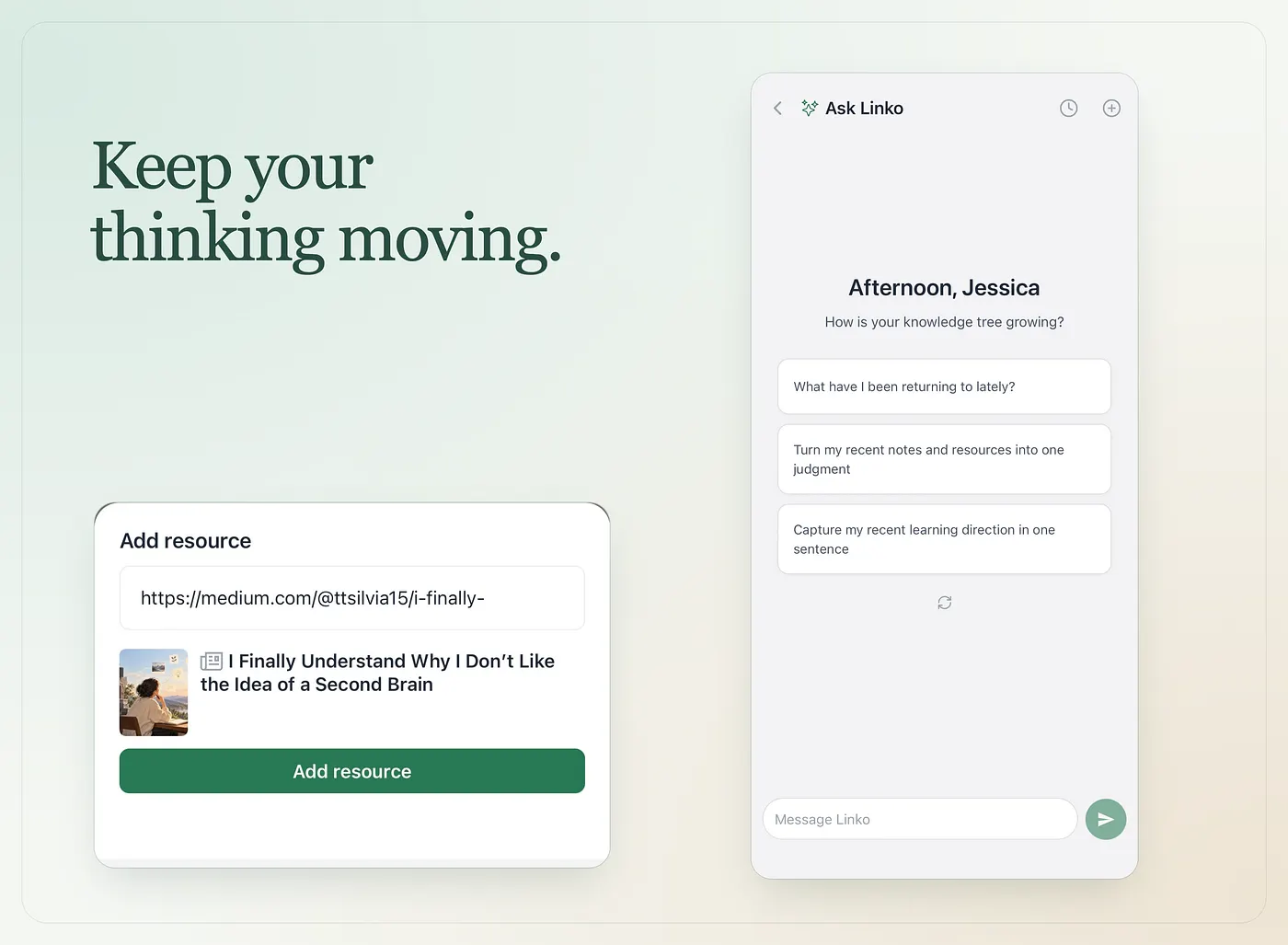 Adding resources and continuing your thinking in Linko